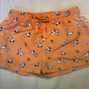 Orange Kids Swim Trunks with Cartoon Print